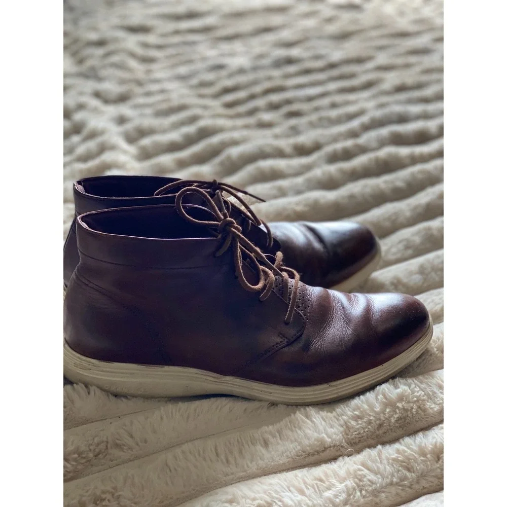 Cole Haan Grand OS Tour Chukka Boots Mens Size 10  Brown Leather Lace Up